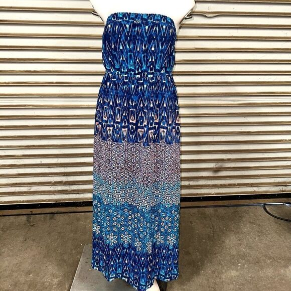 Lane Bryant Maxi Dress strapless geometric and floral design size 14/16 - Picture 1 of 6